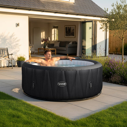 Wave Atlantic 6 Person Inflatable Hot Tub - Slate Rattan (Energy Efficient Bundle)