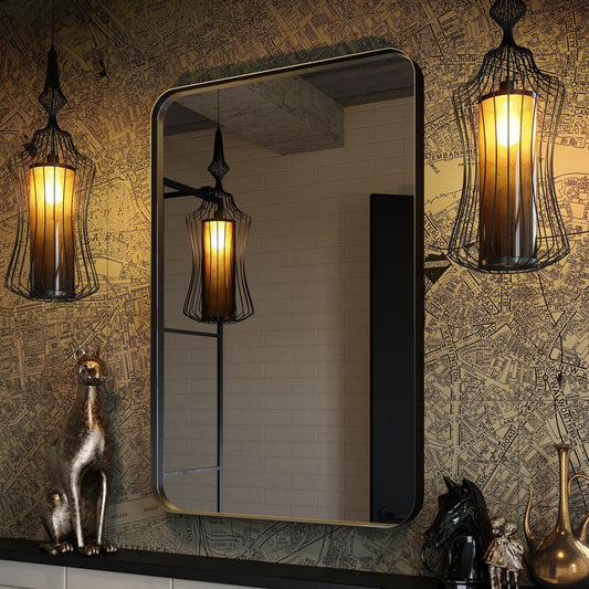 Origins Living City Rectangular Mirror 50x75cm Matt Black - Hot Tub Shop