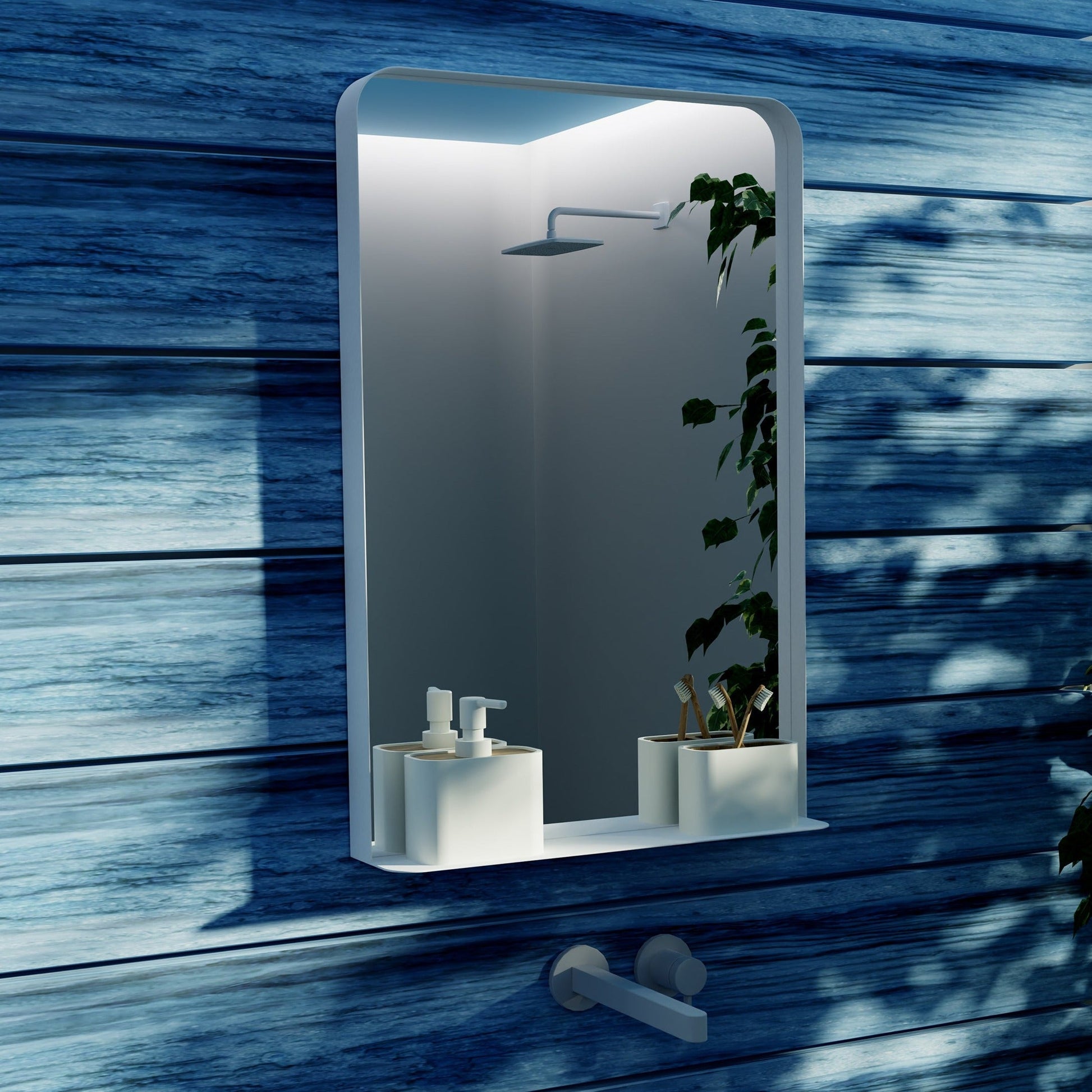 Origins Living City Mirror With Shelf 50 Matt White - Hot Tub Shop