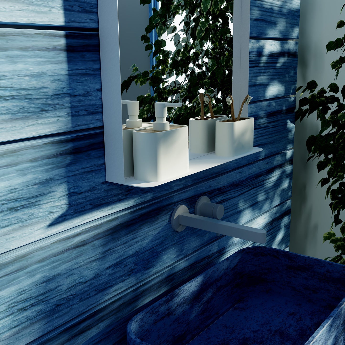 Origins Living City Mirror With Shelf 50 Matt White - Hot Tub Shop