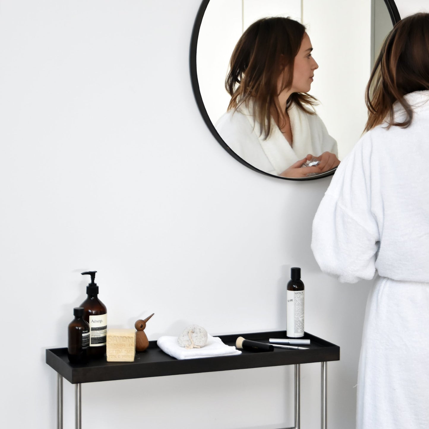 Wireworks Caddy Towel Rail Yoku Dark Oak