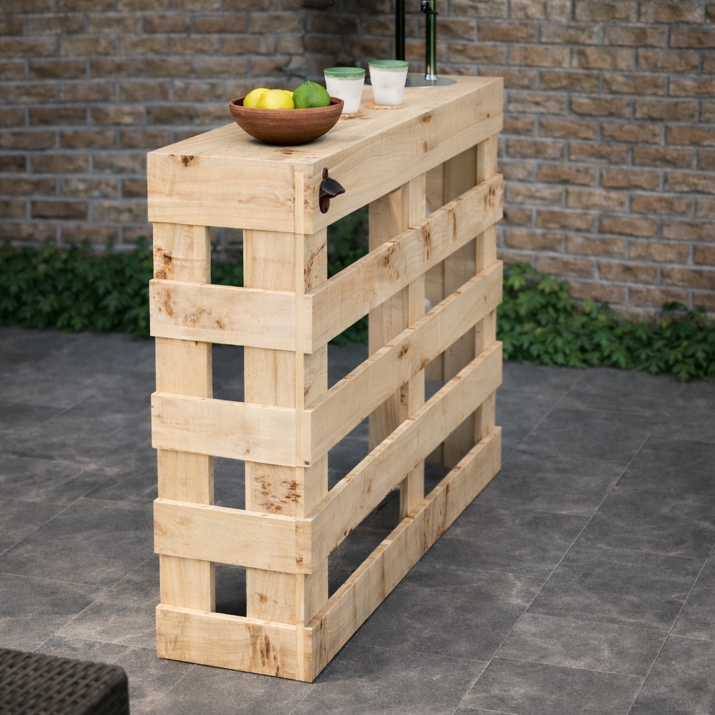 Rustic Wooden Pallet Style Bar - Hot Tub Shop