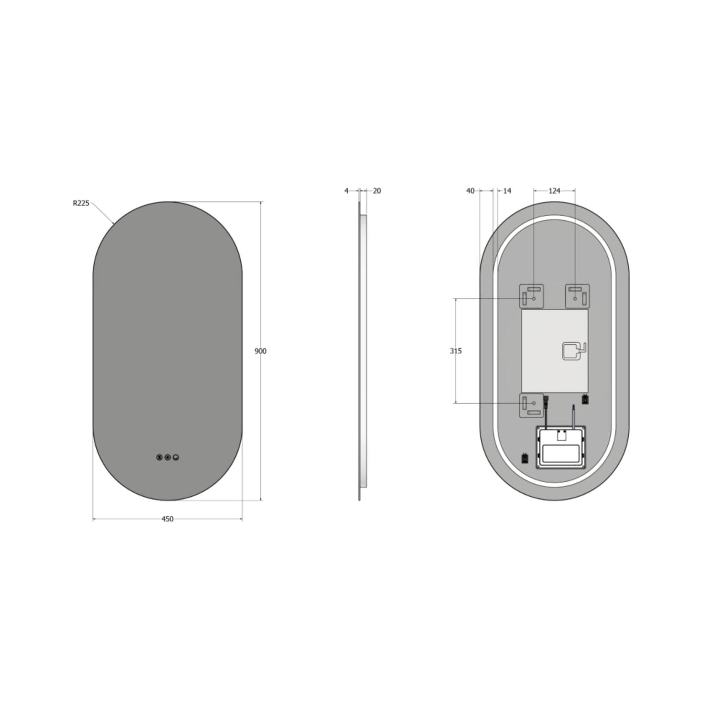 Origins Living Claris Capsule Illuminated Mirror 45x90cm - Hot Tub Shop