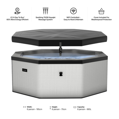 Como | 6-Person Eco Foam Hot Tub | Built-In Integrated Heater | UKCA
