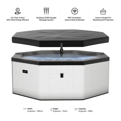 Como | 6-Person Eco Foam Hot Tub | Built-In Integrated Heater | UKCA