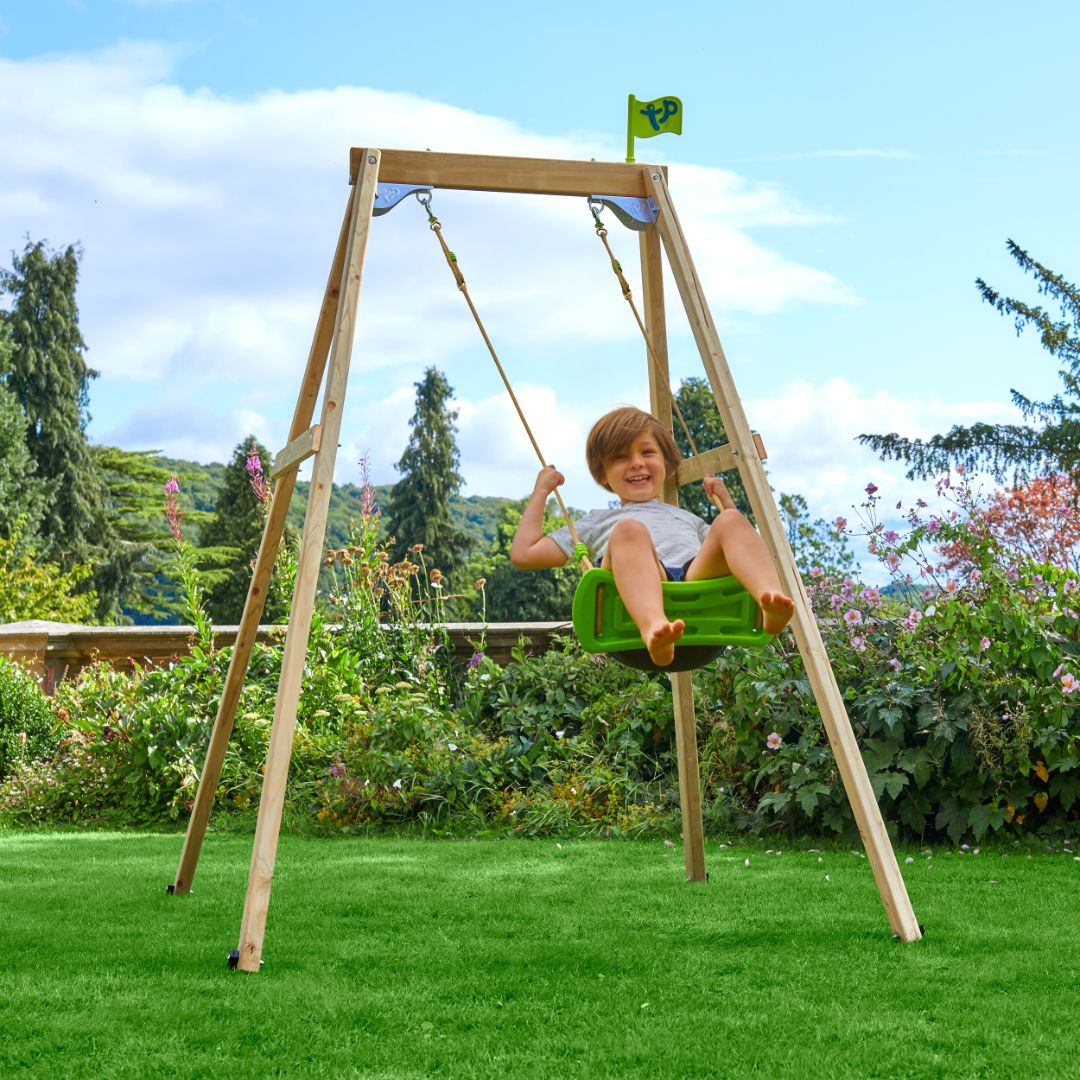 TP Forest Wooden Single Swing Set with Roped Rapide Seat - FSC® certified