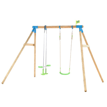 TP Knightswood Double Wooden Swing Set With Glide Ride