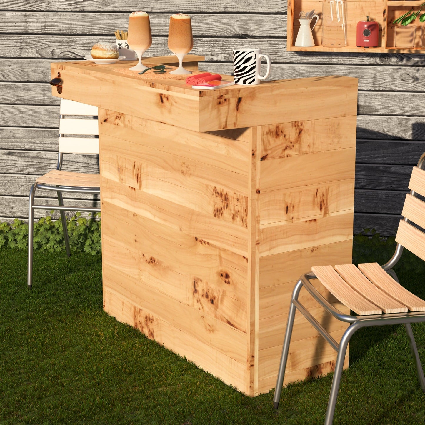 Rustic Wooden Pallet Bar - 100cm - Hot Tub Shop