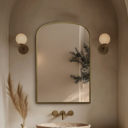 Origins Living Delphine Overmantle Arch Mirror 60 X 90cm Brushed Brass - Hot Tub Shop
