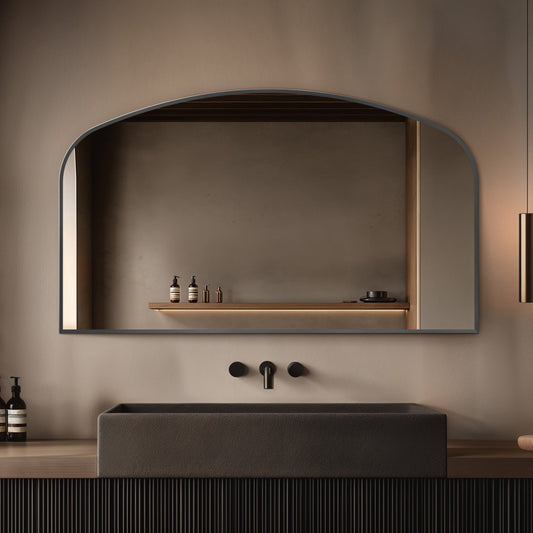 Origins Living Delphine Overmantle Arch Mirror 120 X 70cm Gunmetal - Hot Tub Shop