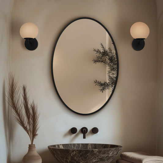 Origins Living Delphine Oval Mirror 55 X 80cm Matt Black - Hot Tub Shop