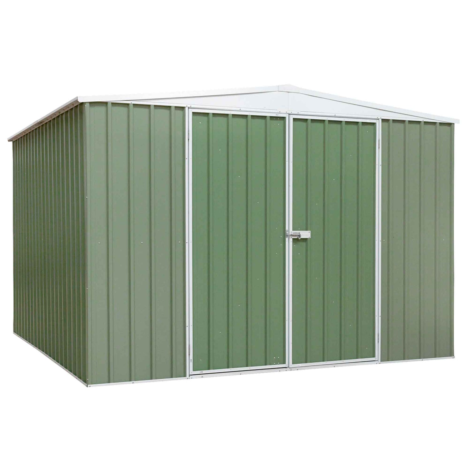 Galvanised Steel Metal Garden/Outdoor/Storage Shed, 10FT x 10FT, Apex Style Roof - Green - DG116 - Hot Tub Shop