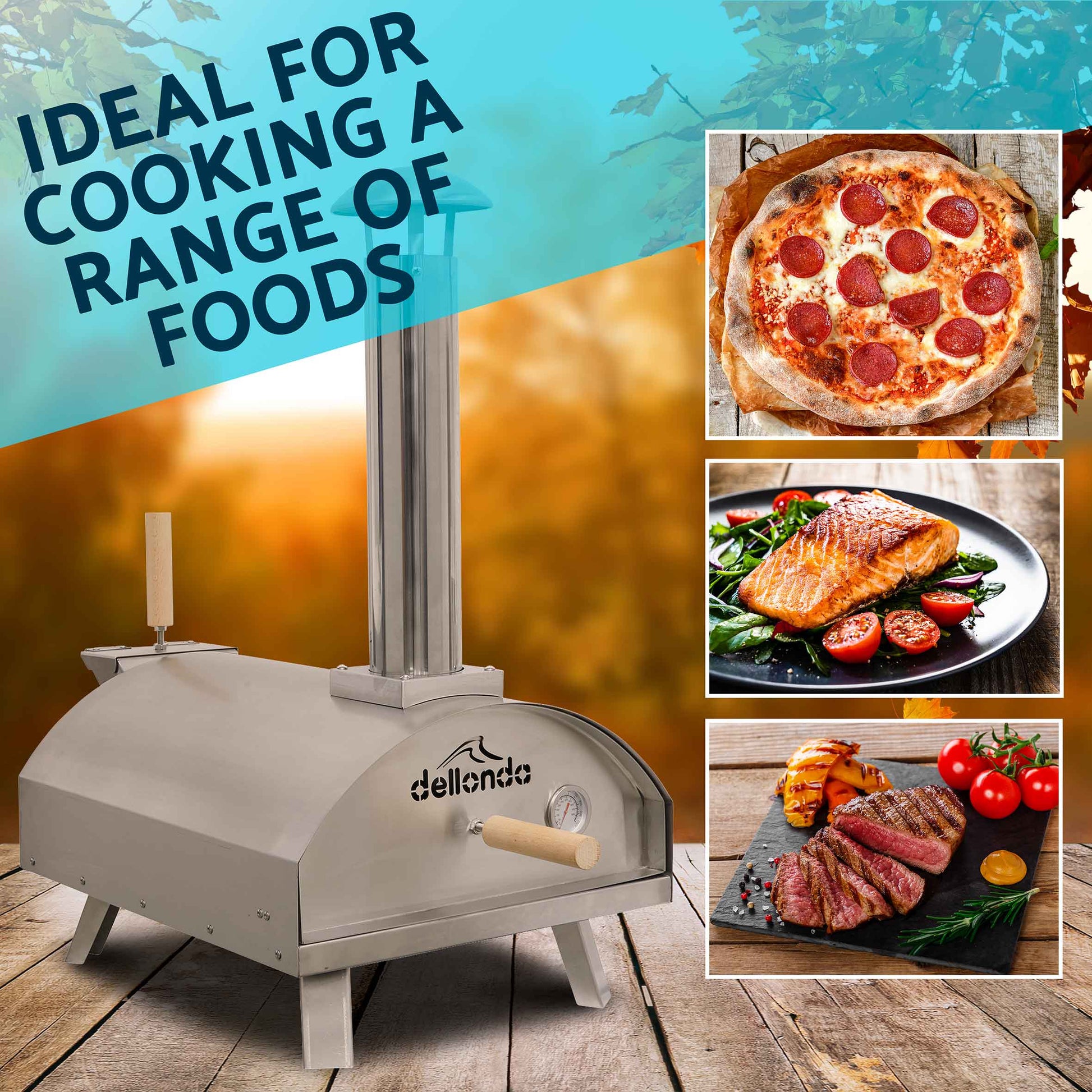 Wood-Fired 14" Pizza Oven and Smoking Oven with Pizza Peel & Cover - Portable, Stainless Steel - DG219 - Hot Tub Shop