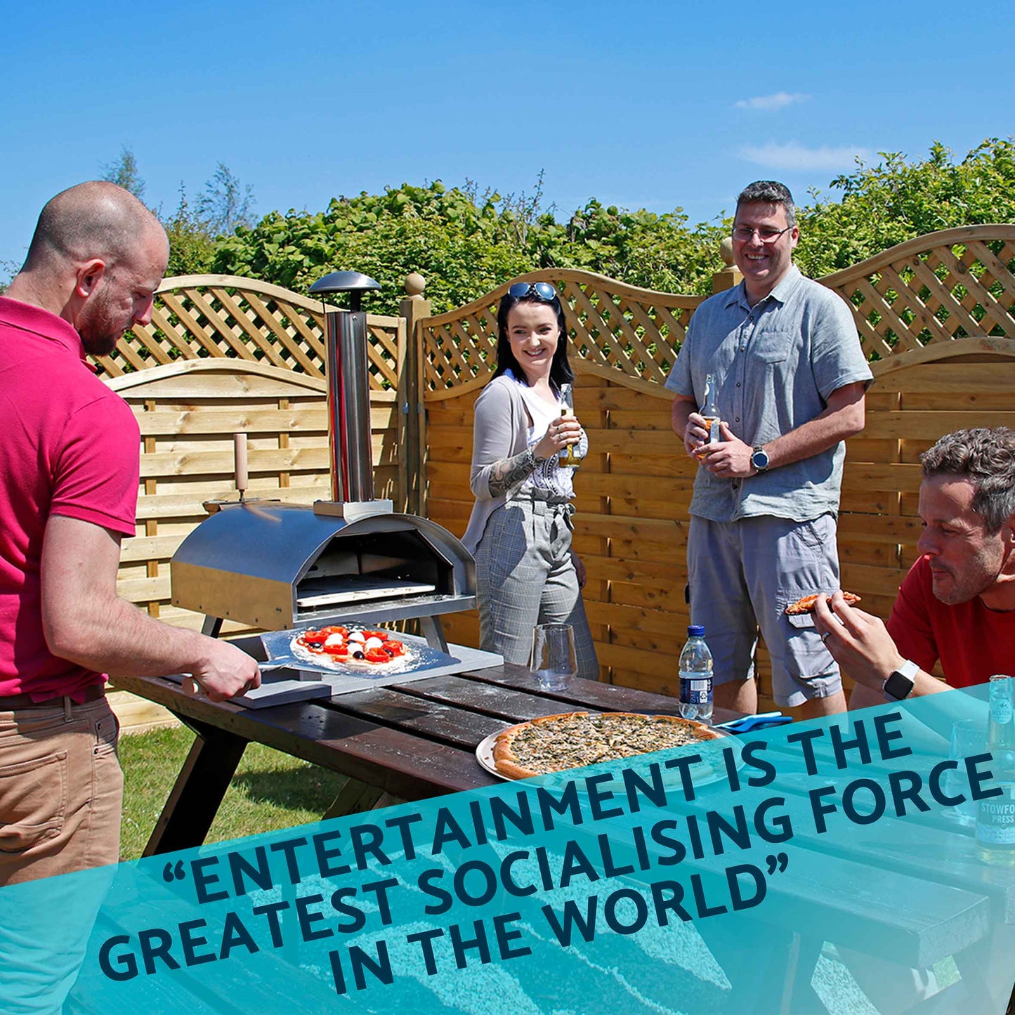 Wood-Fired 14" Pizza Oven and Smoking Oven with Pizza Peel & Cover - Portable, Stainless Steel - DG219 - Hot Tub Shop