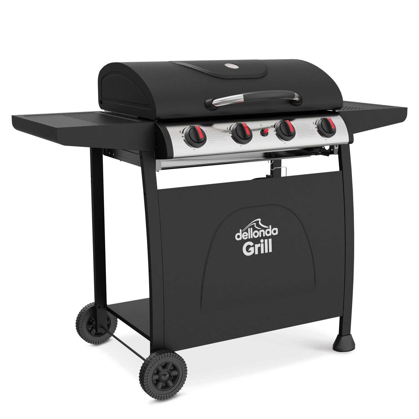 Dellonda 4 Burner Gas BBQ - Black & Stainless Steel