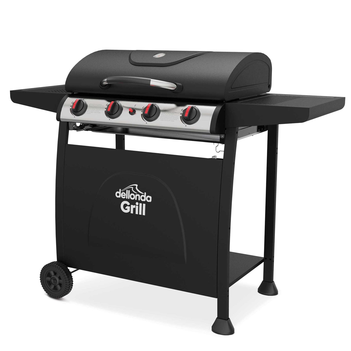 Dellonda 4 Burner Gas BBQ - Black & Stainless Steel