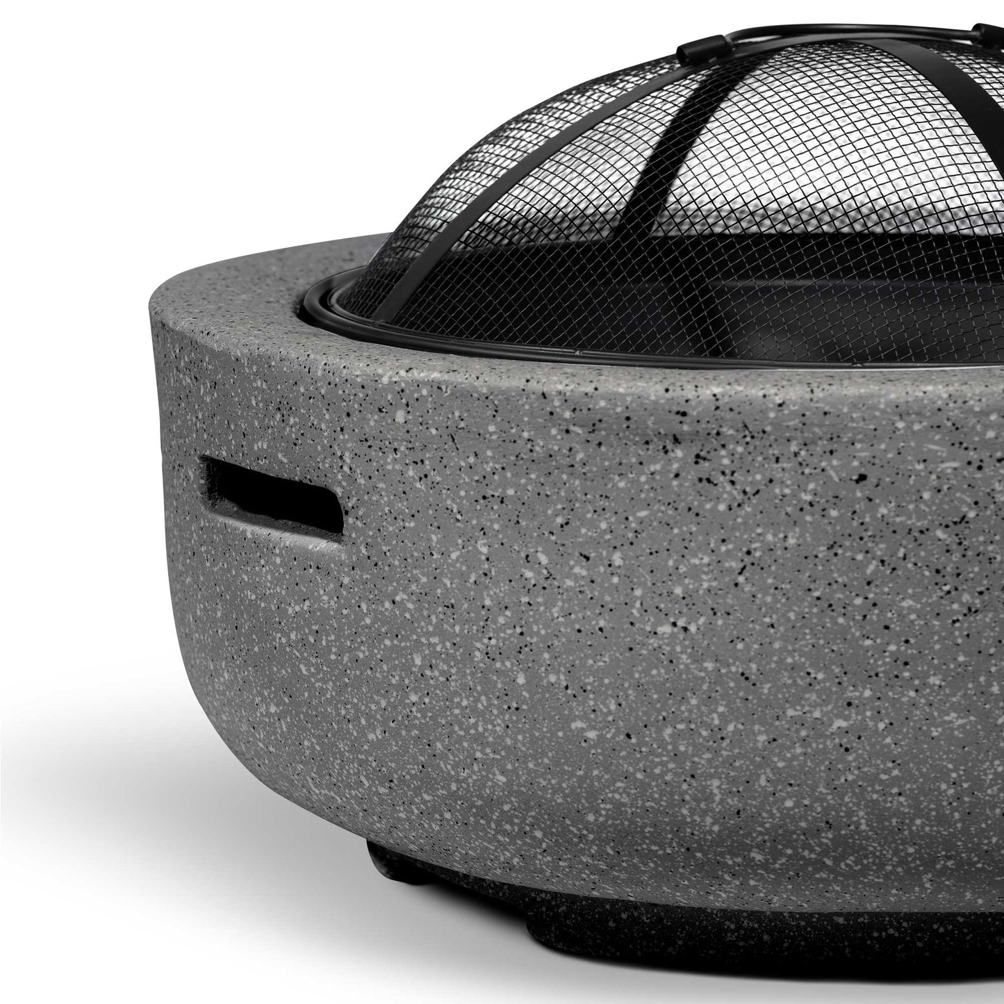 Round MgO Fire Pit with BBQ Grill, Ø60cm, Safety Mesh Screen - Dark Grey - DG189
