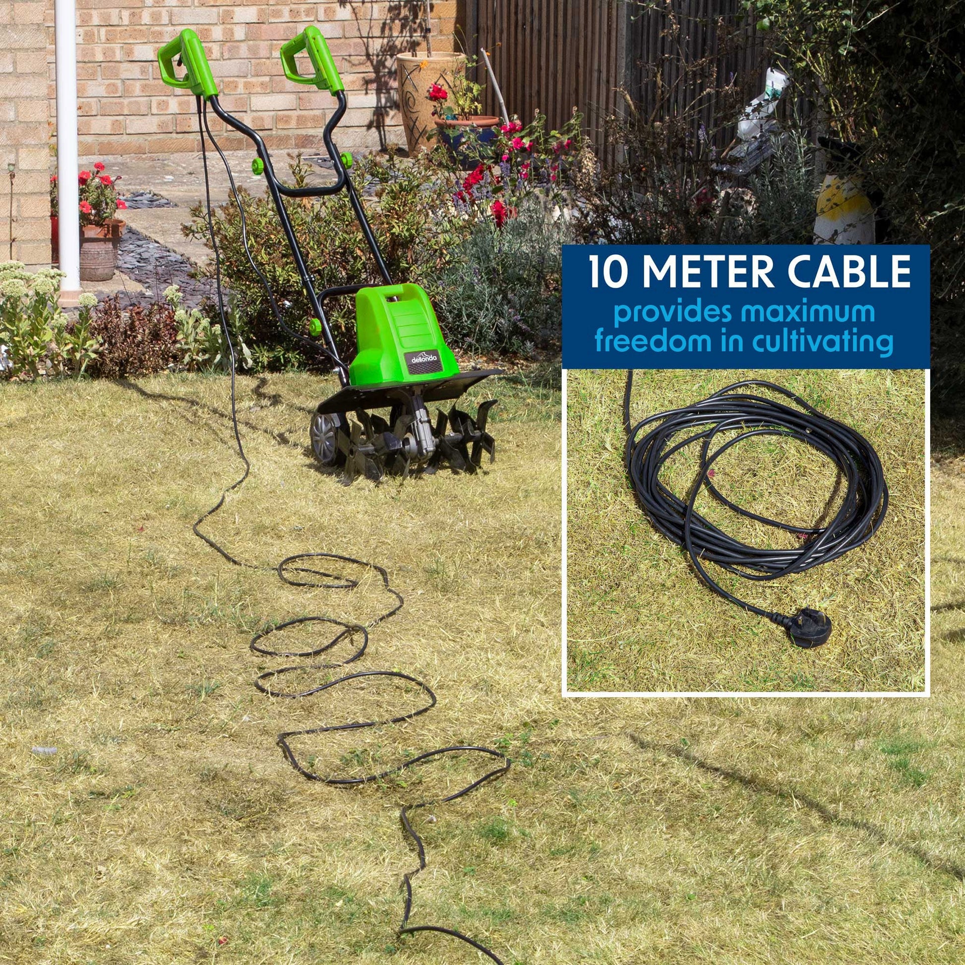 1500W Electric Tiller/Cultivator, 40cm Working Width, 6 Blades, 10m Cable - DG217 - Hot Tub Shop