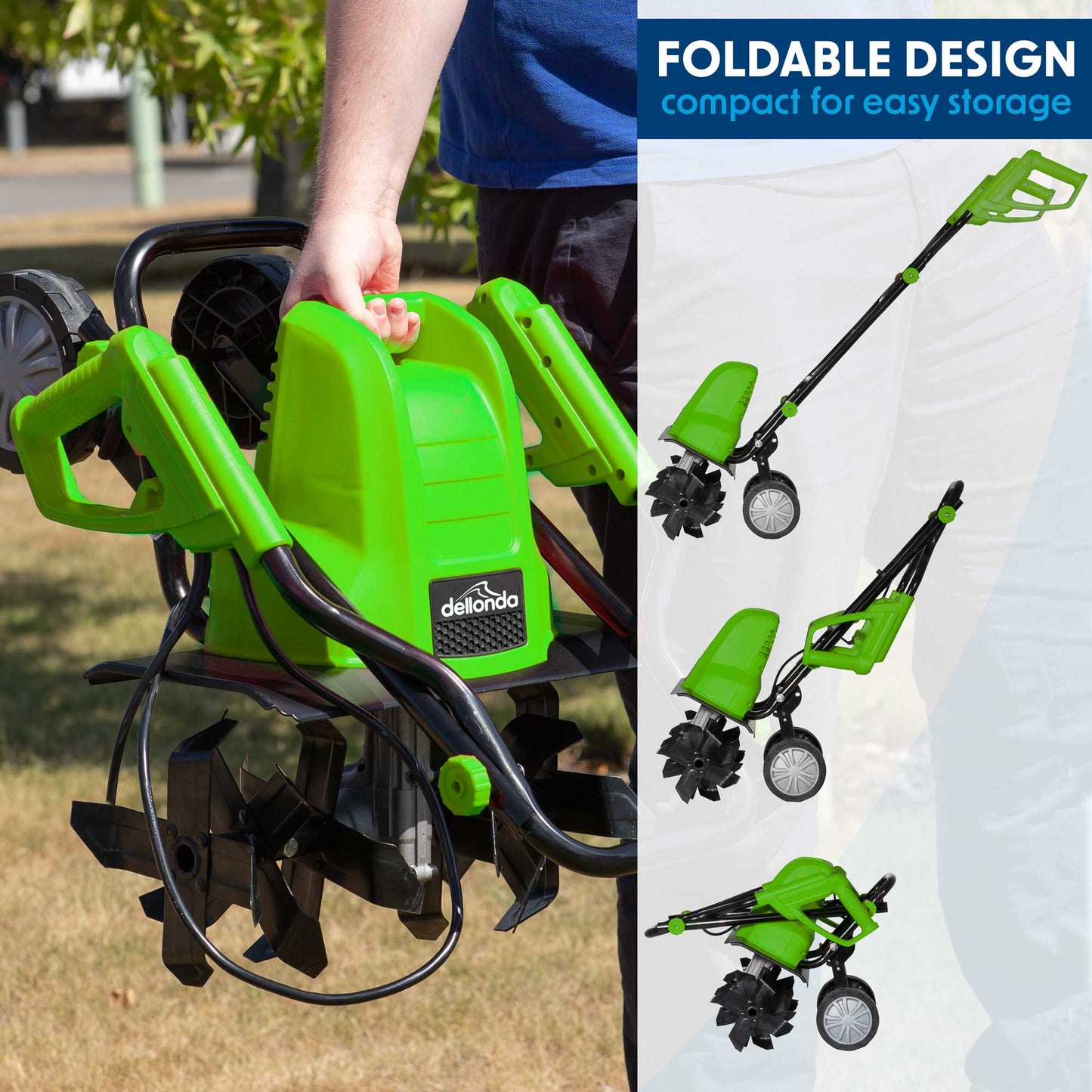 1500W Electric Tiller/Cultivator, 40cm Working Width, 6 Blades, 10m Cable - DG217 - Hot Tub Shop