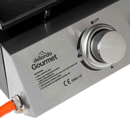 Dellonda 2 Burner Portable Gas Plancha Griddle - Black & Stainless Steel
