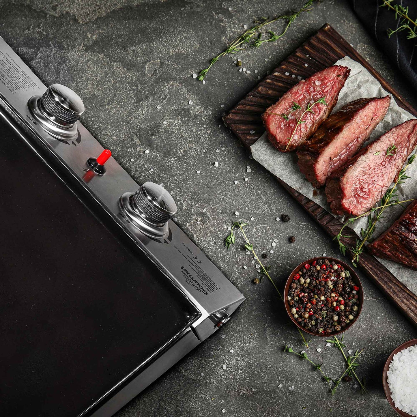 Dellonda 2 Burner Portable Gas Plancha Griddle With Cover - Black & Stainless Steel