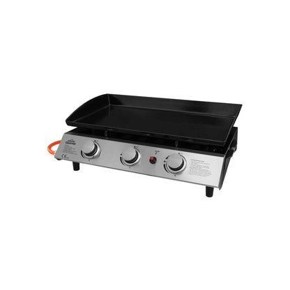 Dellonda 3 Burner Portable Gas Plancha Griddle - Black & Stainless Steel