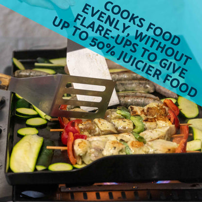Dellonda 4 Burner Portable Gas Plancha Griddle With Cover - Black & Stainless Steel