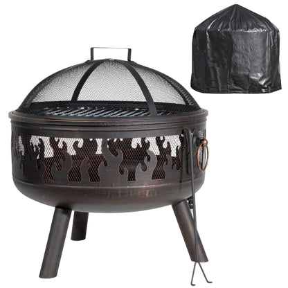 Deluxe Firepit, Fireplace, Outdoor Heater with Cooking Grill, Safety Screen, Poker & Cover - DG242 - Hot Tub Shop