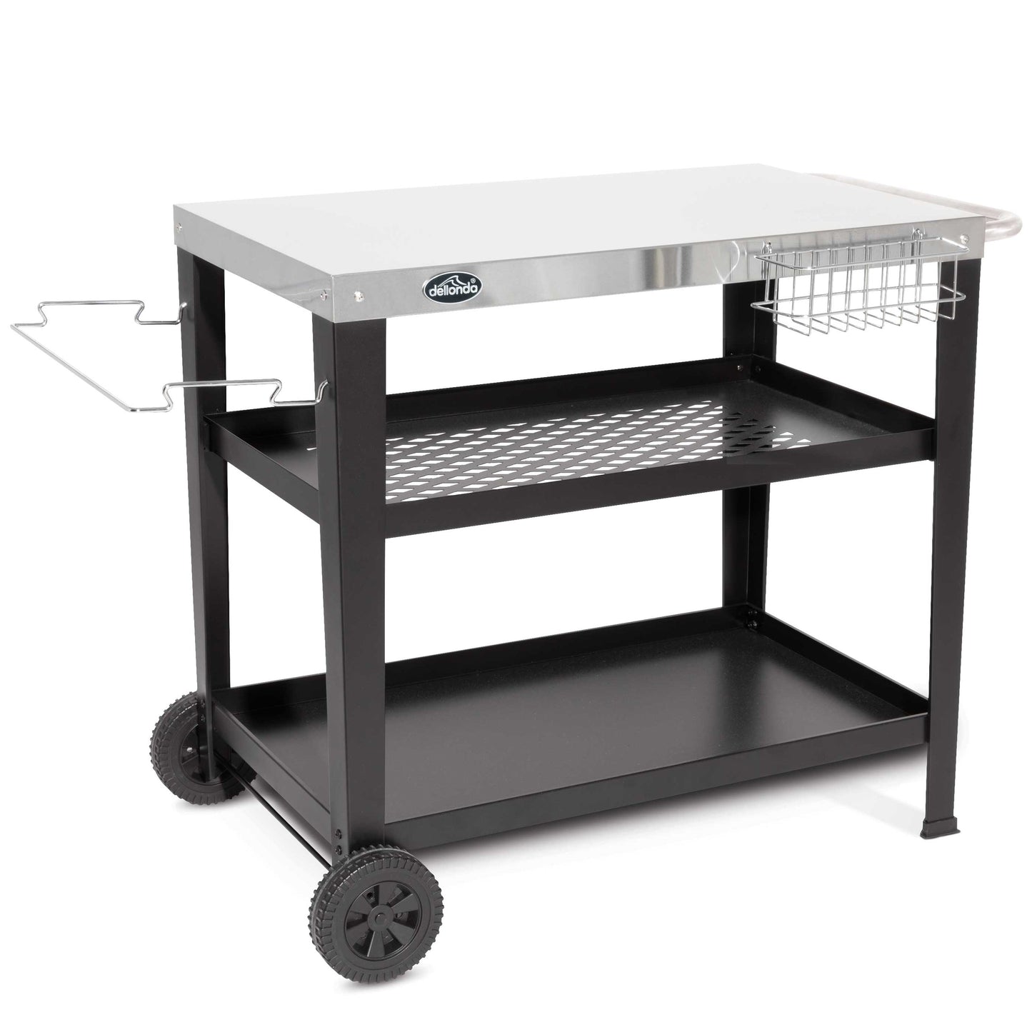 Barbecue/Plancha Trolley for Outdoor Grilling/Cooking with Utensil Holder, Stainless Steel - DG263 - Hot Tub Shop
