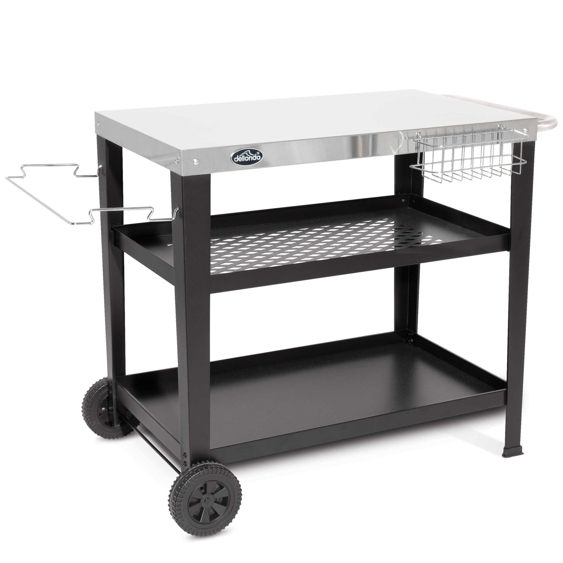 Barbecue/Plancha Trolley for Outdoor Grilling/Cooking with Utensil Holder, Stainless Steel - DG263 - Hot Tub Shop