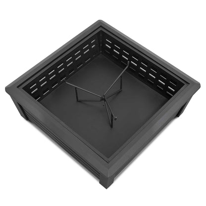 Square Fire Pit With Mesh Screen - Black
