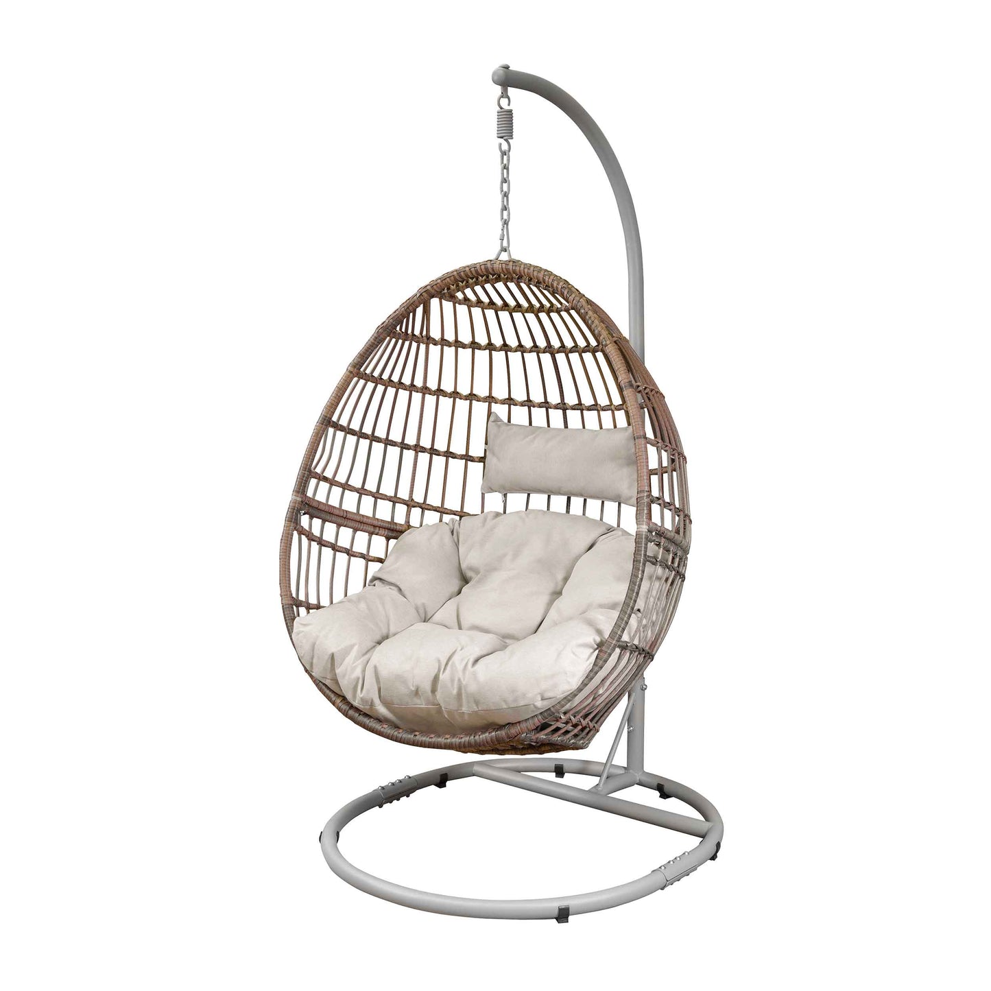 Egg Hanging Single Swing Chair, Wicker Rattan Basket & Steel Frame - DG60