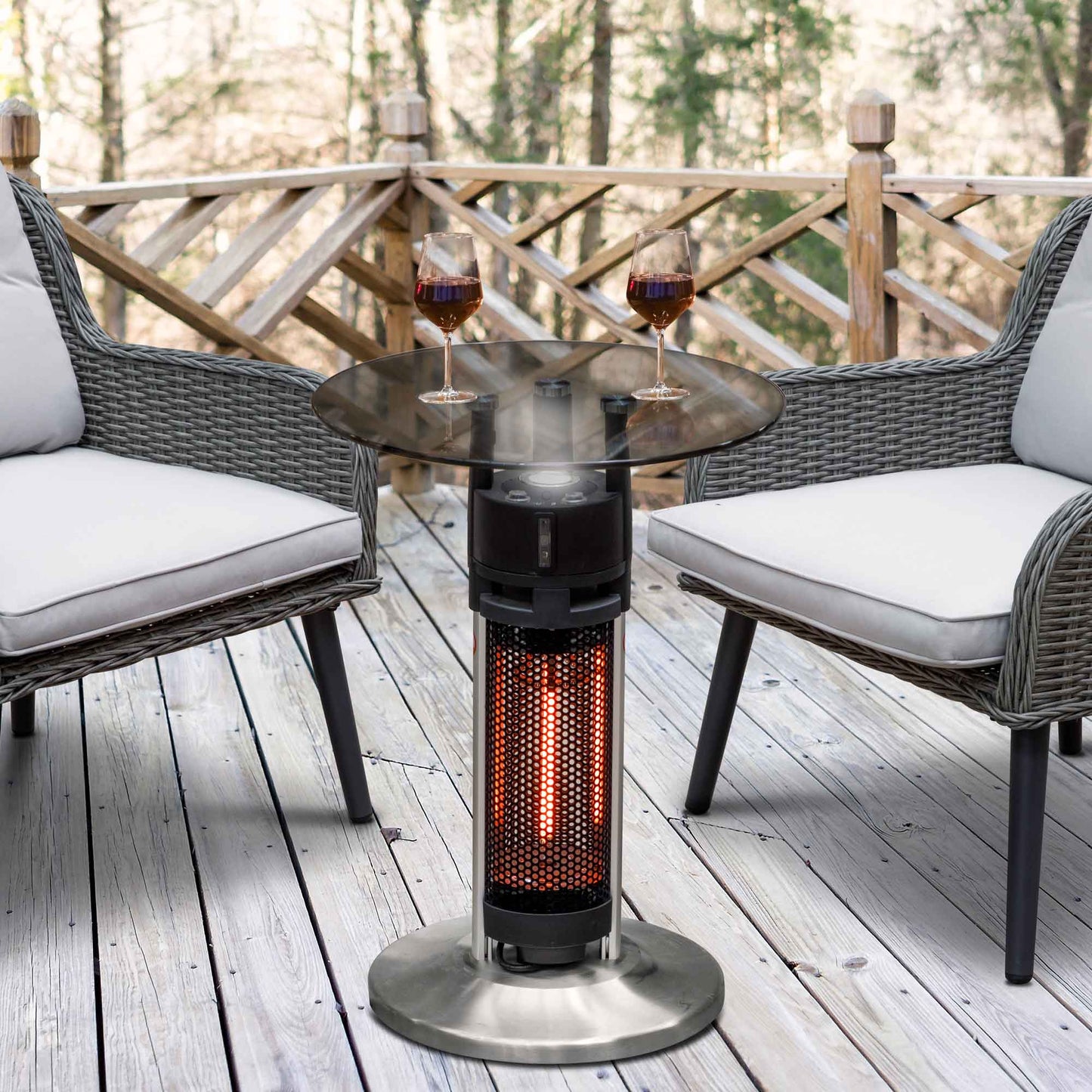 65cm Bistro Bar Table with 1200W Patio Heater, Black/Stainless Steel - DG62