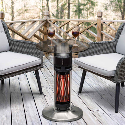 65cm Bistro Bar Table with 1200W Patio Heater, Black/Stainless Steel - DG62