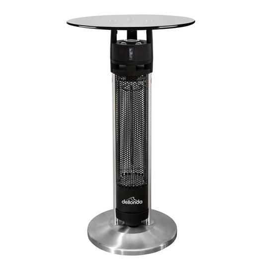 95cm Bistro Bar Table with 1600W Patio Heater, Black/Stainless Steel - DG63