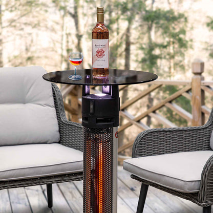 95cm Bistro Bar Table with 1600W Patio Heater, Black/Stainless Steel - DG63
