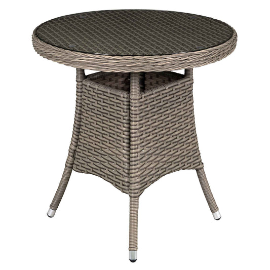 Chester Rattan Wicker Outdoor Bistro Table with Tempered Glass Top, Brown - DG65 - Hot Tub Shop