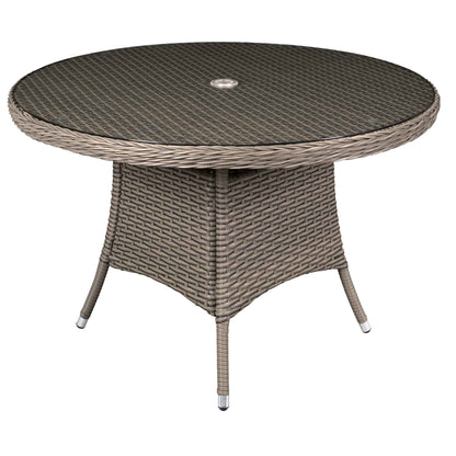 Chester Rattan Wicker Outdoor Dining Table with Tempered Glass Top - Brown - DG66