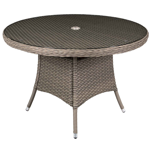 Chester Rattan Wicker Outdoor Dining Table with Tempered Glass Top - Brown - DG66