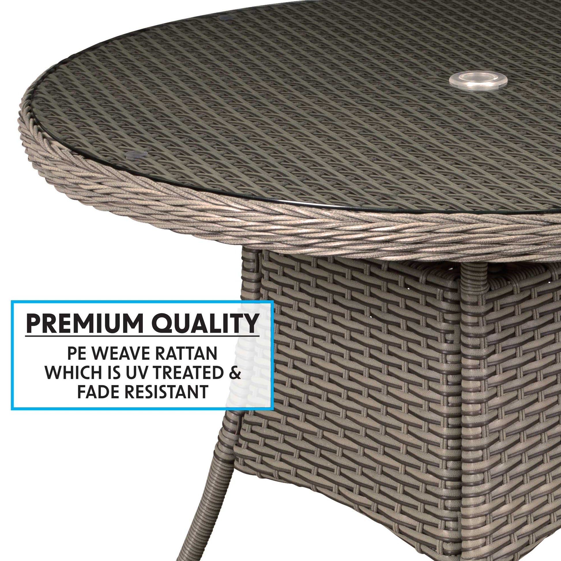 Chester Rattan Wicker Outdoor Dining Table with Tempered Glass Top - DG67 - Hot Tub Shop