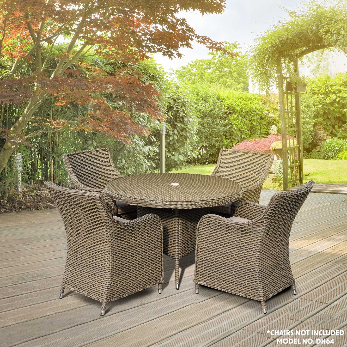 Chester Rattan Wicker Outdoor Dining Table with Tempered Glass Top - Brown - DG66