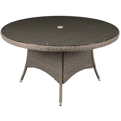 Chester Rattan Wicker Outdoor Dining Table with Tempered Glass Top - DG67 - Hot Tub Shop