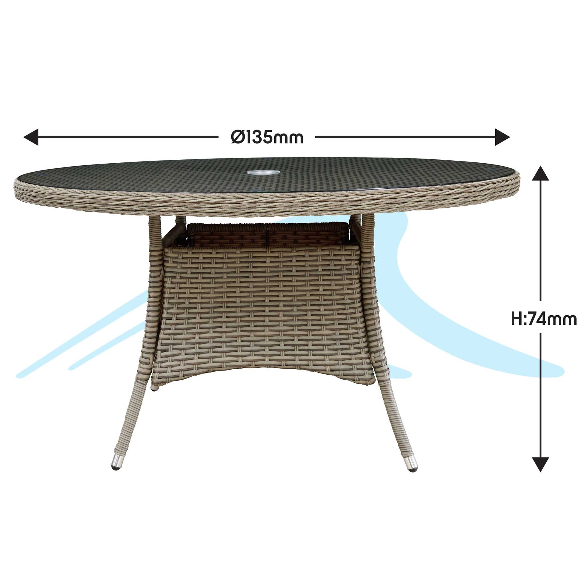 Chester Rattan Wicker Outdoor Dining Table with Tempered Glass Top - DG67 - Hot Tub Shop