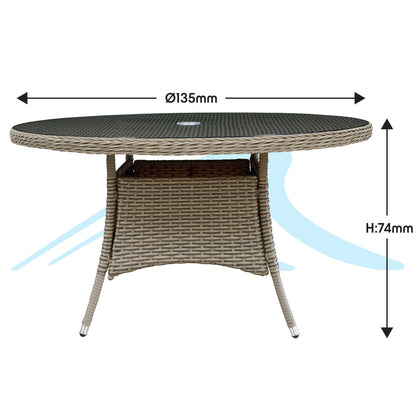 Chester Rattan Wicker Outdoor Dining Table with Tempered Glass Top - DG67 - Hot Tub Shop