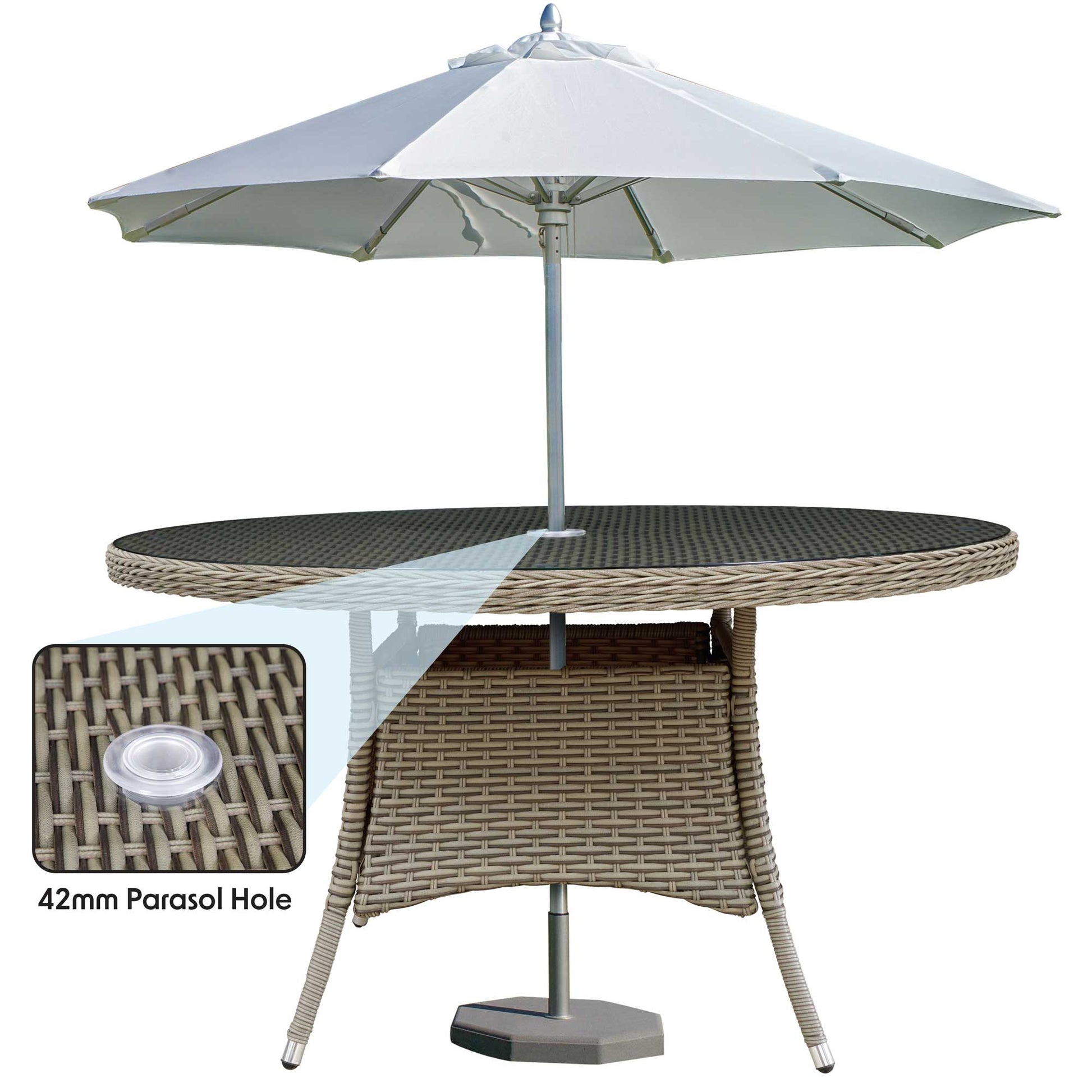 Chester Rattan Wicker Outdoor Dining Table with Tempered Glass Top - DG67 - Hot Tub Shop