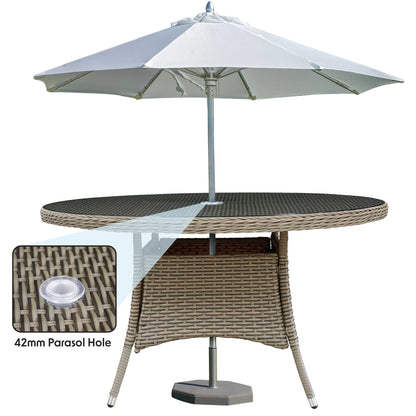Chester Rattan Wicker Outdoor Dining Table with Tempered Glass Top - DG67 - Hot Tub Shop