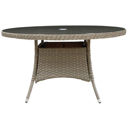 Chester Rattan Wicker Outdoor Dining Table with Tempered Glass Top - DG67 - Hot Tub Shop