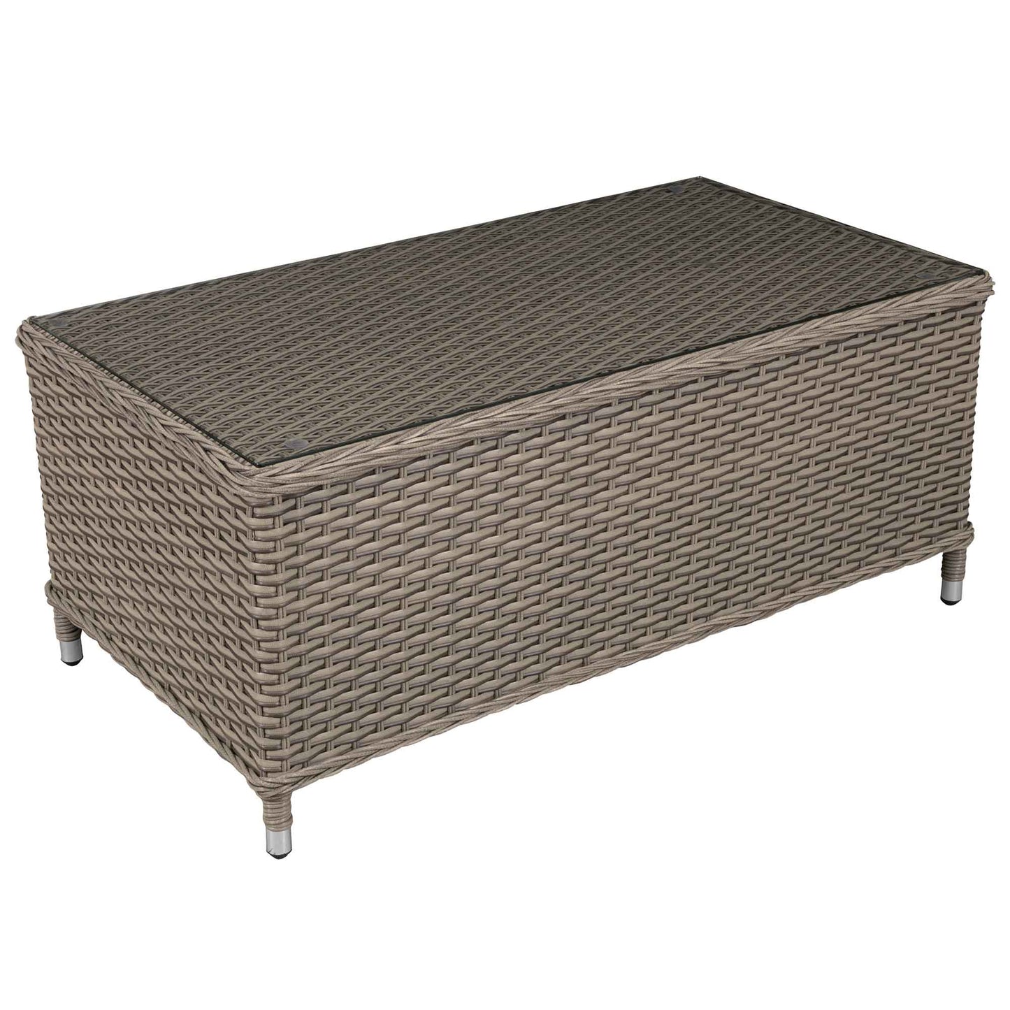 Chester Rattan Wicker Outdoor Coffee Table with Tempered Glass Top, Brown - DG71 - Hot Tub Shop