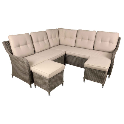 Dellonda Chester 5 Seater Rattan Outdoor Corner Sofa Set