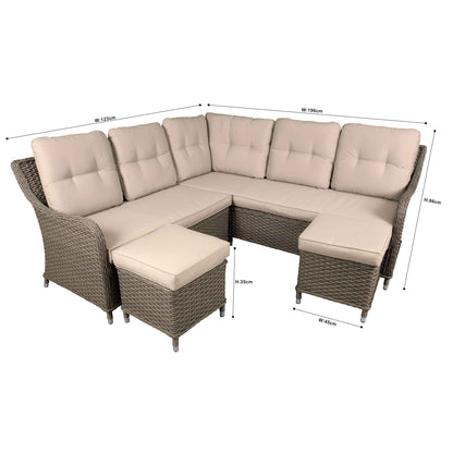 Dellonda Chester 5 Seater Rattan Outdoor Corner Sofa Set